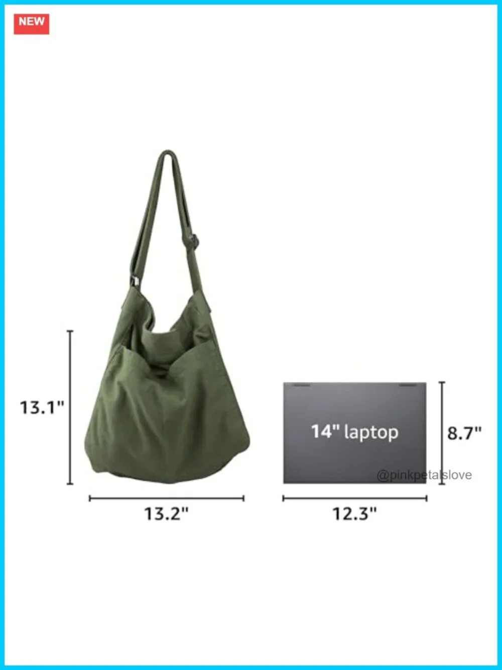 Canvas Hobo Crossbody Shoulder Tote Bag with Multi-Pocket